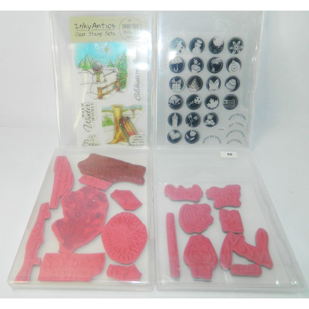 Arts Crafts Stamps Shady Tree Holiday Christmas Autumn Winter Thank You 4 Packs